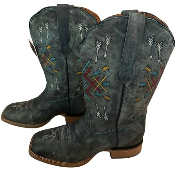 💥 NWT Buck & Brana “Omusa” Boots | Size 11 | Turquoise Distressed Leather 💥 - Picture 3 of 7